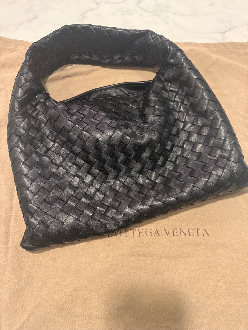 Bottega Veneta Small Hop Intrecciato Black Leather Bag- like new